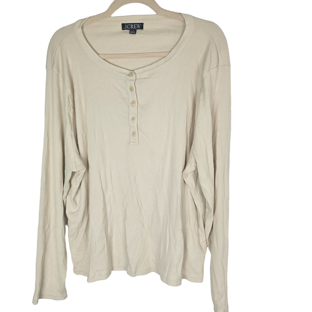 J Crew Womens Ribbed Henley Plus Size 3X Minimalist Stretch Capsule Wardrobe